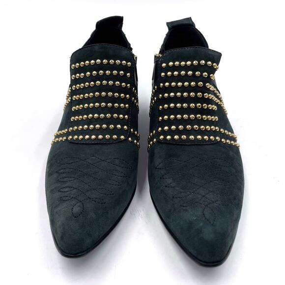 Anine Bing Low Charlie Boots Black Suede Gold Studded Ankle Flat Sz 36 / 6 US - Picture 8 of 15